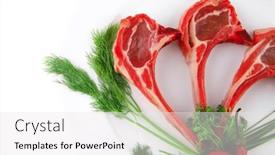  Presentation with ribs - Slides with fresh-raw-lamb-ribs-served background and a sky blue colored foreground