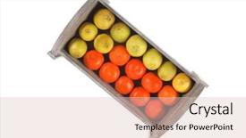  Presentation with transportation - Audience pleasing slide set consisting of fresh raw lemon and mandarin packed in wooden box ready for transportation isolated over white background backdrop and a lemonade colored foreground