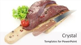  Presentation with liver - Amazing presentation theme having fresh raw liver on cutting board isolated on white background backdrop and a white colored foreground