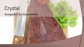  Presentation with liver - PPT theme consisting of fresh raw liver on cutting background and a soft green colored foreground