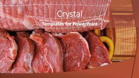  Presentation with fresh meat - Slides with fresh-raw-meat-prepared background and a coral colored foreground