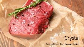  Presentation with parchment paper - Slide set enhanced with fresh raw meat with spice background and a  colored foreground