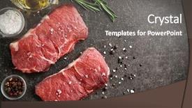  Presentation with raw meat - Presentation theme having fresh raw meat with spices background and a gray colored foreground