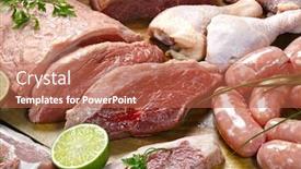  Presentation with fresh meat - Presentation theme with fresh raw meat background and a red colored foreground