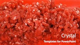  Presentation with fresh meat - Cool new slides with fresh raw mince beef meat on red tray isolated over white background backdrop and a crimson colored foreground