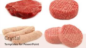  Presentation with fresh meat - Colorful presentation design enhanced with fresh-raw-minced-meat backdrop and a coral colored foreground