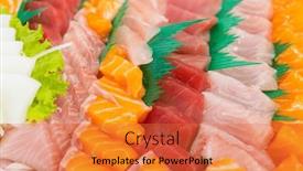  Presentation with take - PPT theme enhanced with fresh-raw-of-slice-sashimi and a  colored foreground