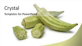  Presentation with okra - Slide set enhanced with whole and sliced okra isolated background and a white colored foreground