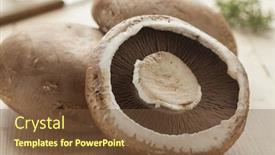  Presentation with organic - Presentation featuring fresh-raw-organic-portobello-mushrooms background and a tawny brown colored foreground