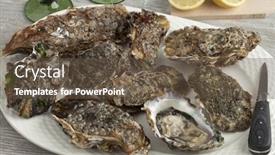  Presentation with pacific - Audience pleasing theme consisting of fresh raw pacific oysters on a plate backdrop and a tawny brown colored foreground