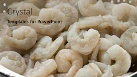  Presentation with shrimp - Presentation theme featuring fresh raw peeled shrimp thawing background and a coral colored foreground