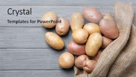 Presentation with wooden - Amazing presentation design having fresh raw potatoes on wooden backdrop and a  colored foreground