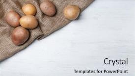  Presentation with wooden - PPT layouts having fresh raw potatoes on wooden background and a  colored foreground