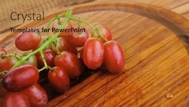  Presentation with table grape - Beautiful slide deck featuring fresh raw red grape on wooden table backdrop and a coral colored foreground