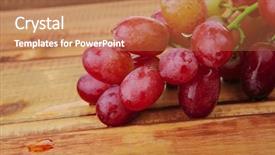  Presentation with table grape - Slide deck enhanced with stilton mature blue mouldy cheese - dark background and grapes background and a tawny brown colored foreground