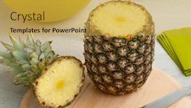  Presentation with pineapple - PPT theme consisting of fresh-raw-ripe-tropical-pineapple background and a yellow colored foreground