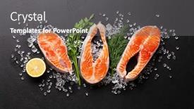 Presentation with salmon fish - PPT theme having fresh-raw-salmon-cooking-fish background and a gray colored foreground