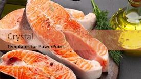 Presentation with salmon fish - Cool new presentation theme with fresh-raw-salmon-cooking-fish backdrop and a coral colored foreground