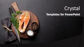  Presentation with salmon fish - Audience pleasing slide deck consisting of fresh-raw-salmon-cooking-fish backdrop and a dark gray colored foreground