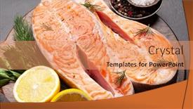 Presentation with salmon fish - Audience pleasing PPT layouts consisting of fresh-raw-salmon-cooking-fish backdrop and a coral colored foreground