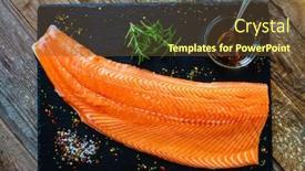  Presentation with salmon - Beautiful slide deck featuring fresh-raw-salmon-fillet backdrop and a tawny brown colored foreground