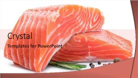  Presentation with salmon fish - Slides featuring fresh raw salmon fillets isolated background and a coral colored foreground