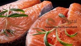  Presentation with salmon fish - Audience pleasing PPT theme consisting of fresh-raw-salmon-fish-fillet backdrop and a red colored foreground