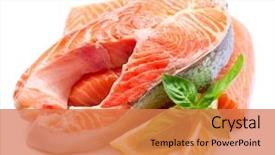  Presentation with salmon fish - PPT theme enhanced with fresh raw salmon red fish background and a coral colored foreground