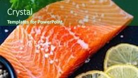  Presentation with steak - Colorful slide set enhanced with fresh-raw-salmon-steak backdrop and a forest green colored foreground