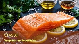  Presentation with salt - PPT theme consisting of fresh-raw-salmon-steak background and a tawny brown colored foreground