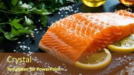  Presentation with salt - Presentation theme enhanced with fresh-raw-salmon-steak background and a tawny brown colored foreground