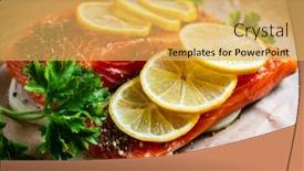  Presentation with steaks - Colorful PPT layouts enhanced with fresh-raw-salmon-steaks backdrop and a yellow colored foreground
