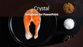  Presentation with table salt - Amazing slide set having fresh-raw-salmon-steaks backdrop and a wine colored foreground