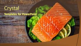  Presentation with table salt - PPT layouts featuring fresh-raw-salmon-steaks background and a tawny brown colored foreground