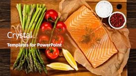  Presentation with steaks - PPT layouts with fresh-raw-salmon-steaks background and a crimson colored foreground