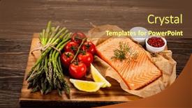  Presentation with steaks - Presentation theme consisting of fresh-raw-salmon-steaks background and a tawny brown colored foreground