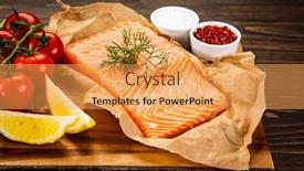  Presentation with steaks - Slides with fresh-raw-salmon-steaks background and a yellow colored foreground