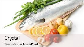  Presentation with salmon - Colorful theme enhanced with fresh-raw-salmon-with-vegetables backdrop and a lemonade colored foreground