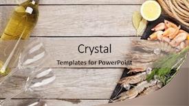  Presentation with food white - Colorful PPT theme enhanced with fresh raw sea food backdrop and a mint green colored foreground