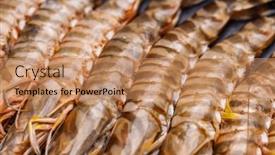  Presentation with grill - Slide deck featuring fresh-raw-shrimp-on-grill background and a coral colored foreground