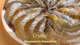  Presentation with shrimp - Slides having fresh-raw-shrimp-prepare background and a tawny brown colored foreground