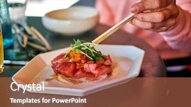  Presentation with hawaii food - Slides enhanced with fresh raw tuna dish hawaii background and a coral colored foreground