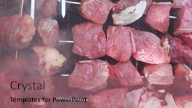  Presentation with charcoal - PPT theme consisting of fresh raw turkey fillet steak background and a coral colored foreground