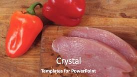  Presentation with boar - PPT layouts featuring fresh raw turkey meat steak background and a red colored foreground