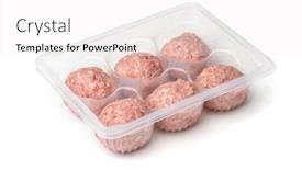  Presentation with plastic - Presentation design with fresh-raw-turkey-meatballs background and a white colored foreground