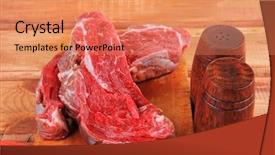  Presentation with wood board - Cool new theme with fresh raw uncooked beef fillet mignon entrecote on board prepared for cooking on wood table with cutlery and castors backdrop and a coral colored foreground