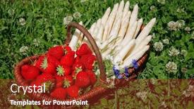  Presentation with strawberries - PPT theme with fresh-raw-white-asparagus background and a  colored foreground