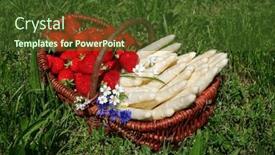  Presentation with strawberries - Slide deck having fresh-raw-white-asparagus background and a tawny brown colored foreground