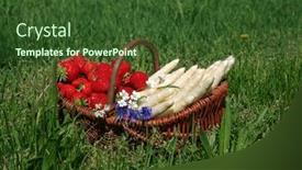  Presentation with strawberries - Presentation theme with fresh-raw-white-asparagus background and a  colored foreground