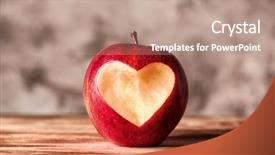  Presentation with cut - Slide set featuring fresh red apple with heart background and a coral colored foreground
